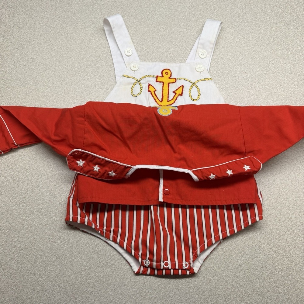 Vintage Hush Puppies‎ Childrenswear 18 Months Nautical Sailor Bubble Jacket Red